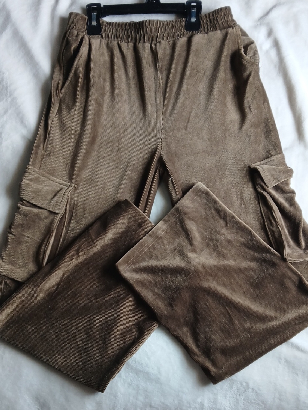 Angel Kiss Brown Velvet Cargo Track Pants